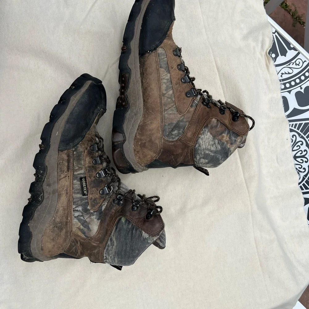 Rocky Brown Camo Hunting Boots with Black Toe and Sole